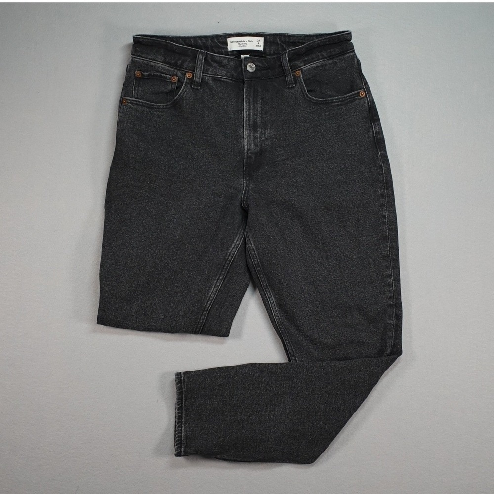 Abercrombie &‎ Fitch The 90s Straight High Rise Jeans Womens 27 Black Wash Denim